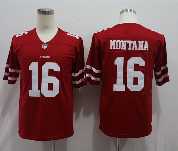 Men's San Francisco 49ers Joe Montana #16 Red Jersey